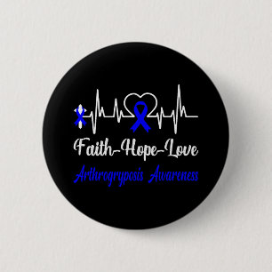 Arthrogryposis Awareness Heartbeat Christian Cross 2 Inch Round Button