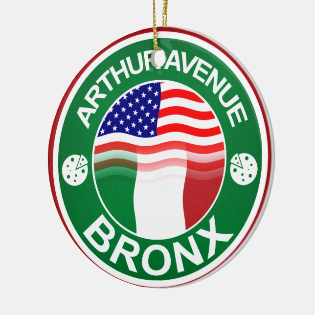 Arthur Ave Bronx Italian American Ceramic Ornament (Left)