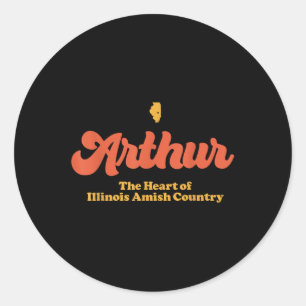Arthur Heart Of Illinois Amish Country Retro On Da Classic Round Sticker