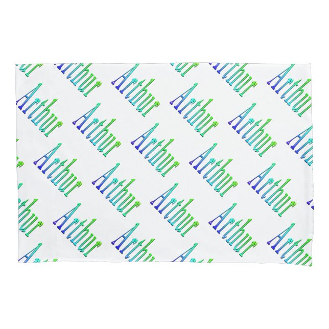 Arthur Name In Green And Blue, Pillowcase (Front)