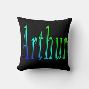 Arthur, Name, Logo, Black Throw Cushion. Pillow