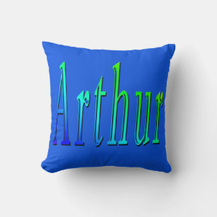 Arthur, Nom, Logo, Coussin à Throw Bleu.