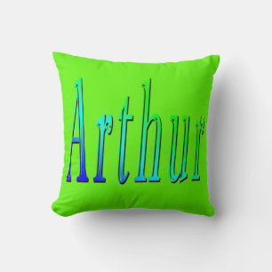 Arthur, nom, logo, coussin de jet de vert de chaux