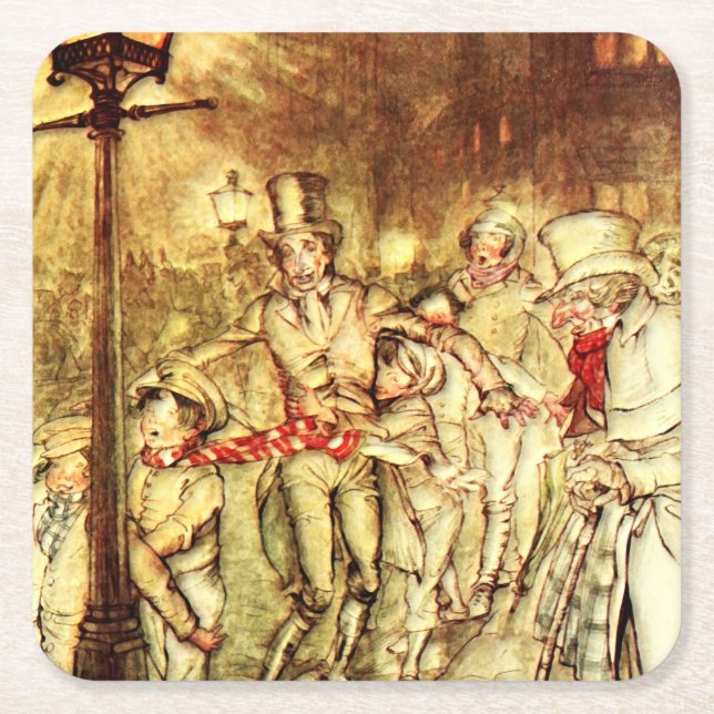 Arthur Rackham - A Christmas Carol - Street Square Paper Coaster (Front)