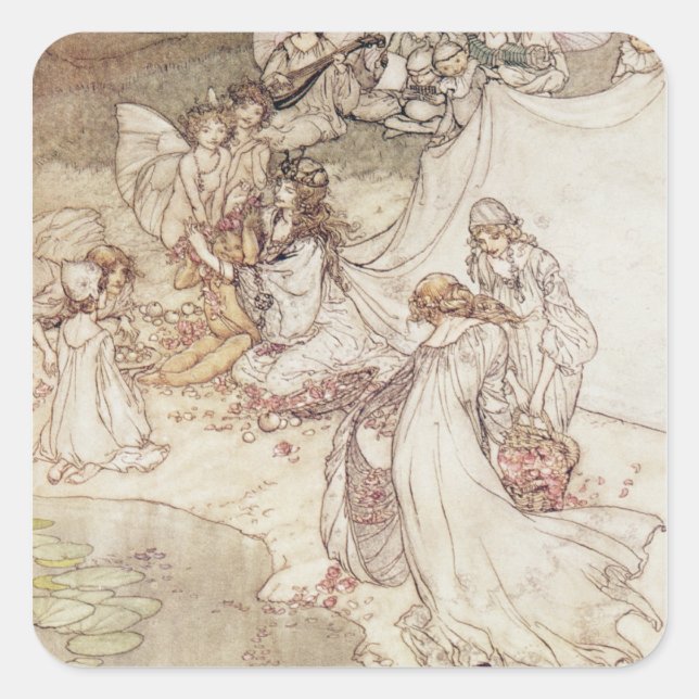 Arthur Rackham | Illustration for a Fairy Tale, Fa Square Sticker (Front)