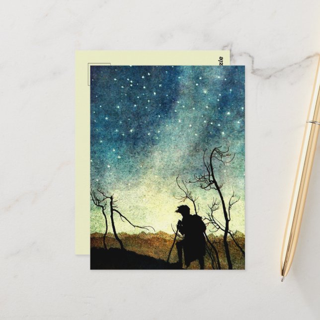 Arthur Rackham Illustration NIght Silhouette Postcard (Front/Back In Situ)