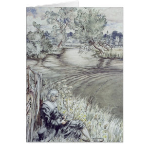 Arthur Rackham Izaak Walton reclining against a F