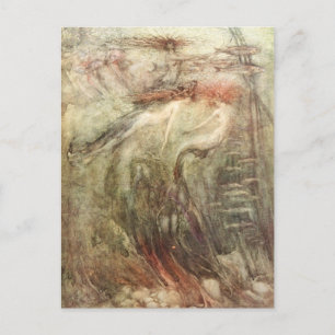 Arthur Rackham Mermaid Come Out Where It Is Sunny Postcard