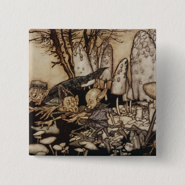 Arthur Rackham | Peter Pan in Kensington Gardens 2 Inch Square Button (Front)