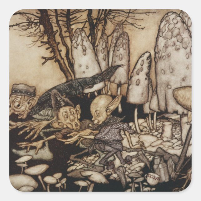 Arthur Rackham | Peter Pan in Kensington Gardens Square Sticker (Front)