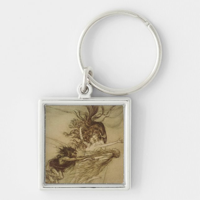 Arthur Rackham | The Rhinemaidens teasing Alberich Keychain (Front)