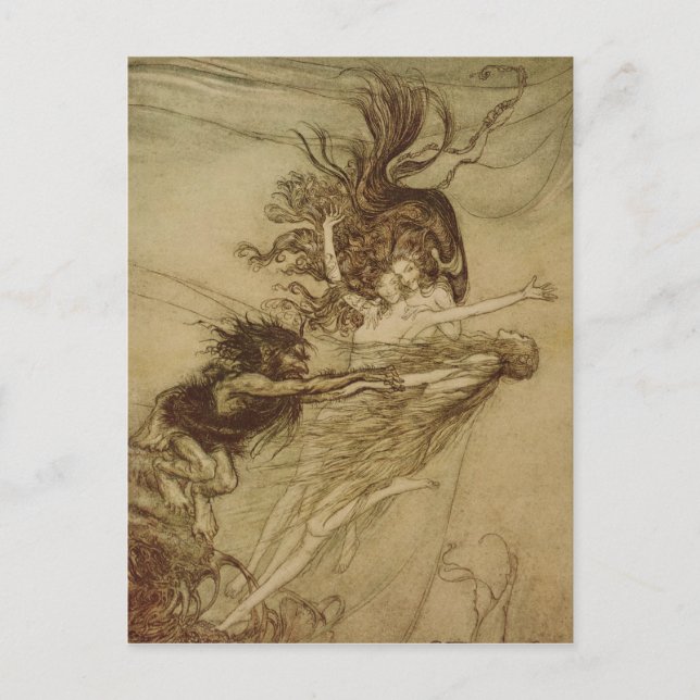 Arthur Rackham | The Rhinemaidens teasing Alberich Postcard (Front)