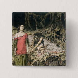 Arthur Rackham   The Wooing of Grimhilde, the moth 2 Inch Square Button