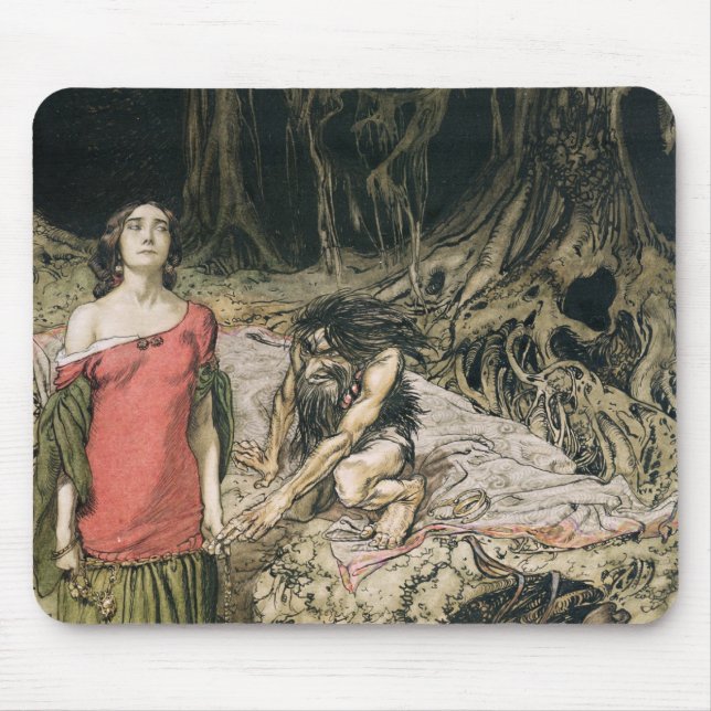 Arthur Rackham | The Wooing of Grimhilde, the moth Mouse Pad (Front)