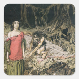 Arthur Rackham   The Wooing of Grimhilde, the moth Square Sticker