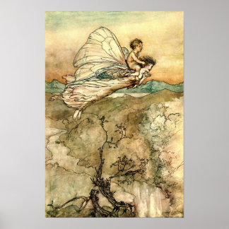 Arthur Rackham's Faeries in flight Poster