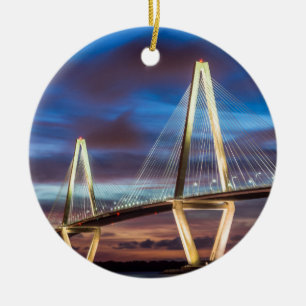 Arthur Ravenal Bridge at Night Ceramic Ornament