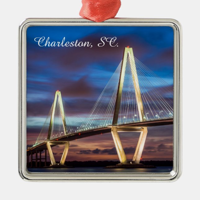 Arthur Ravenal Bridge at Night Metal Ornament (Front)