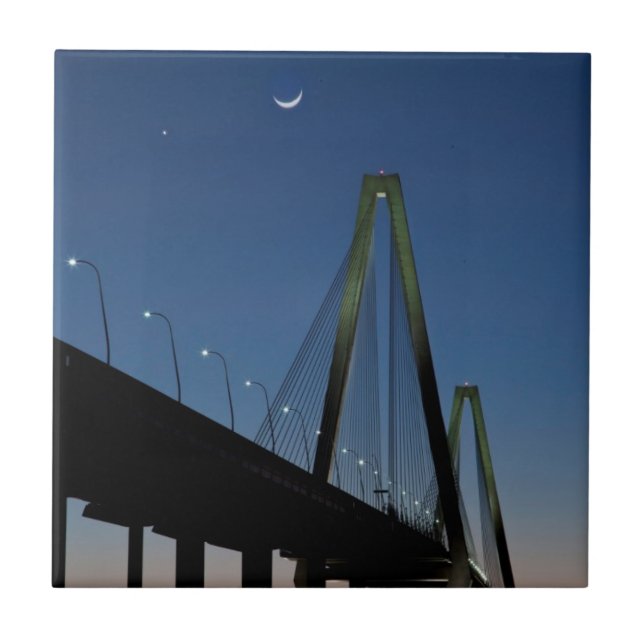 Arthur Ravenel Jr. Bridge at Dusk Tile (Front)
