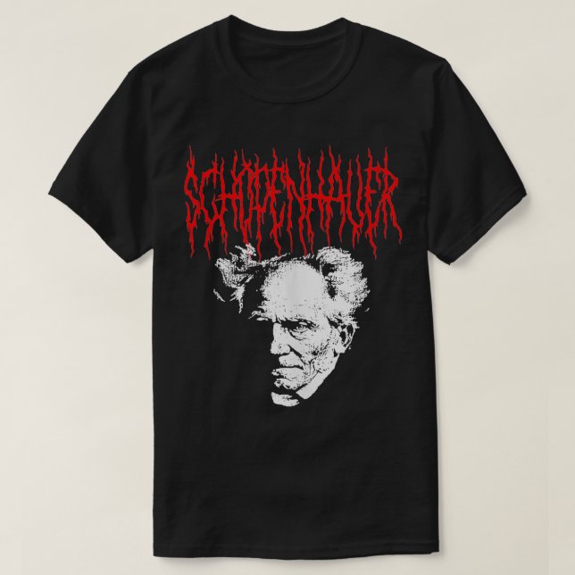 Arthur Schopenhauer DeathMetal Style Philosophy De T-Shirt (Design Front)