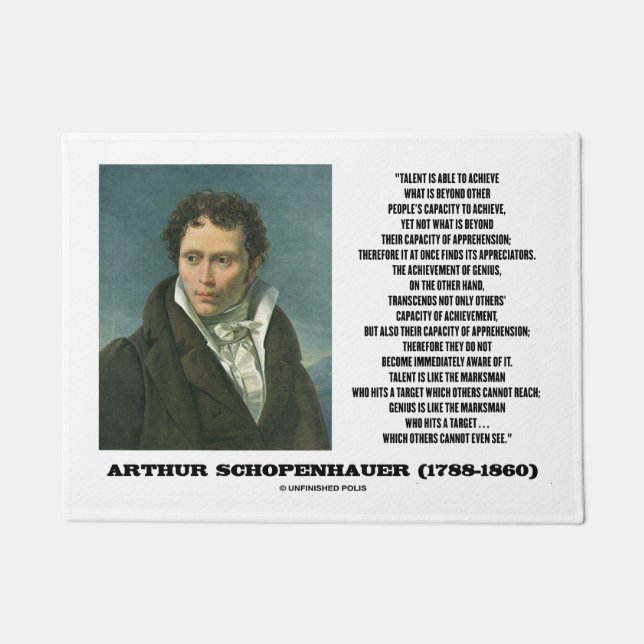 Arthur Schopenhauer Talent Versus Genius Quote Doormat (Front)