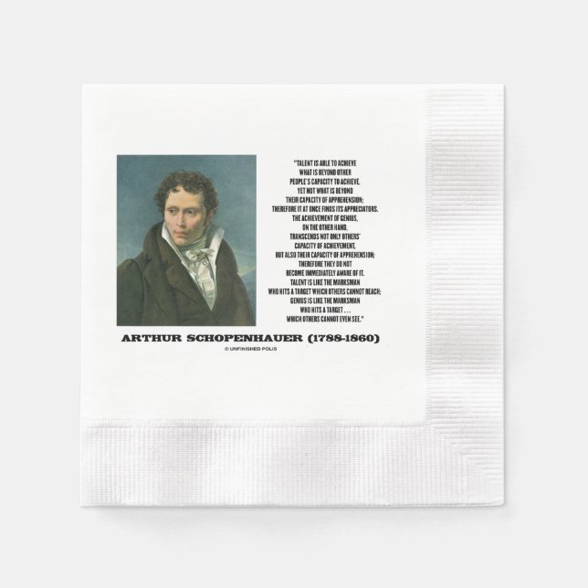 Arthur Schopenhauer Talent Versus Genius Quote Napkin (Front)