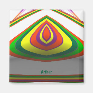 ARTHUR ~ SQUARE EYE 3D Fractal Green Yellow ~ Magnet