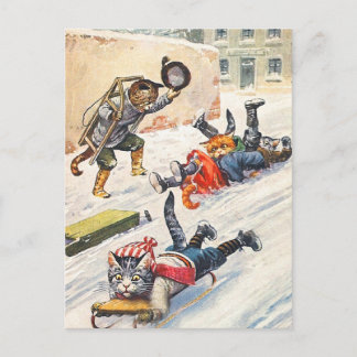 Arthur Thiele - Bobsledding Anthropomorphic Cats Postcard