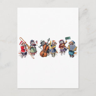 Arthur Thiele -  Cats Play Orchestra in the Snow. Postcard