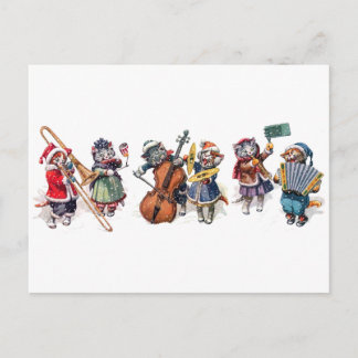 Arthur Thiele -  Cats Play Orchestra in the Snow. Postcard