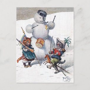 Arthur Thiele - Cats Play with the Snowman Postcard