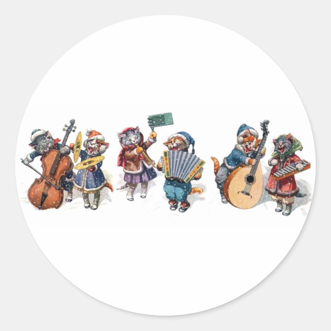 Arthur Thiele - Cats Playing Musical Instruments Classic Round Sticker (Front)