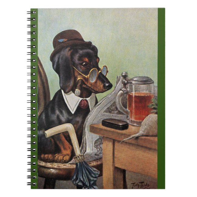 Arthur Thiele Dachshund Reading Spiral Notebook (Front)