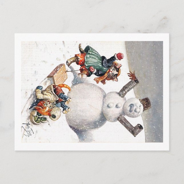 Arthur Thiele - Kittens Take a Tumble in the Snow Postcard (Front)