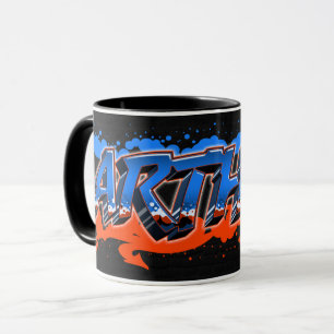 Arthur Vorname Name Graffiti blue orange Tasse Mug