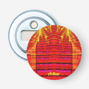 ARTHUR ~ WEIRD Red Yellow and Pink 3D Fractal ~ Bottle Opener