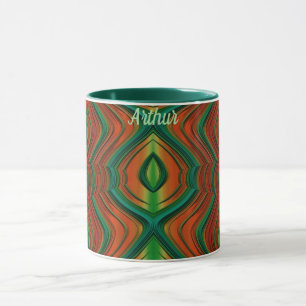 ARTHUR ~ Zany 3D ~ Green Red Yellow Christmas Mug