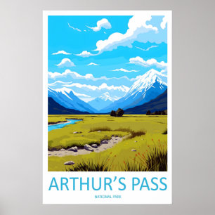 Arthurs Pass National Park Vintage Travel Poster