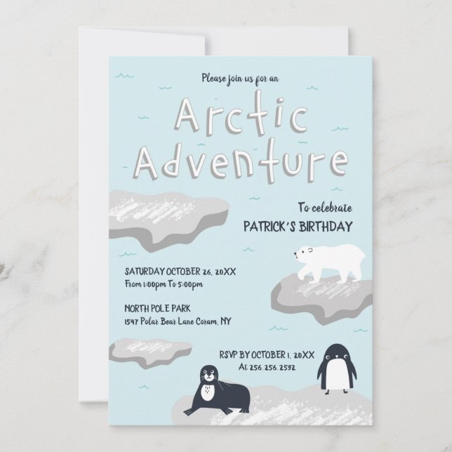 Artic Adventure Birthday Invitation (Front)