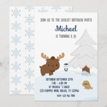 Artic Animals, Winter Animals Birthday Invitation