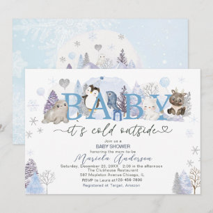 Artic Baby its Cold Outside Winter Baby shower Invitation