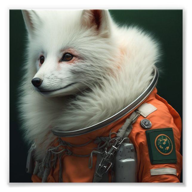 Artic Fox Astronaut Photo Print (Front)