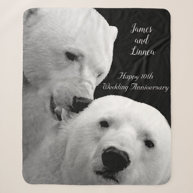 Artic Polar Bear Couple Love Tenderness Passion  Sherpa Blanket (Front)