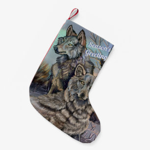 Artic Wolves~ Season's Greetings Small Christmas S Small Christmas Stocking