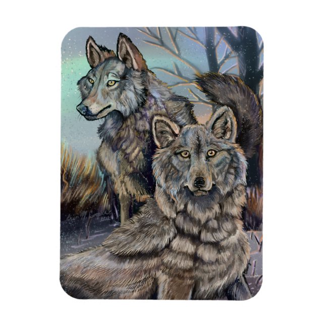 Artic Wolves Wintery  Magnet (Vertical)