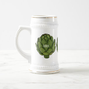 Artichoke cartoon illustration beer stein