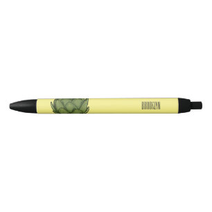 Artichoke cartoon illustration  black ink pen