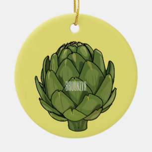 Artichoke cartoon illustration  ceramic ornament