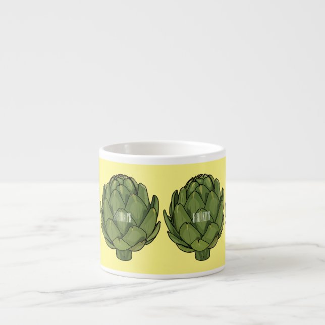 Artichoke cartoon illustration  espresso cup (Front)