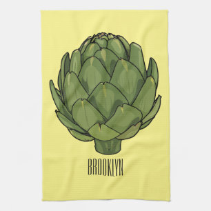 Artichoke cartoon illustration  kitchen towel